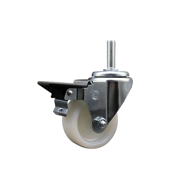 3 Inch Nylon Wheel Swivel 34 Inch Threaded Stem Caster with Brake SCC